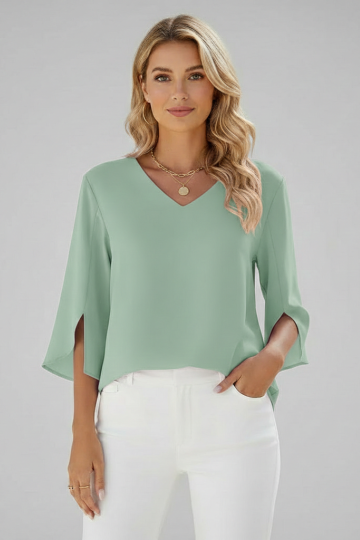 Opal | V-Neck Short Sleeve Blouse