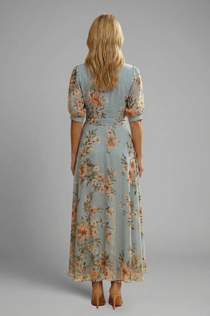 Valeria | Floral V-Neck Wrap Maxi Dress with Sash