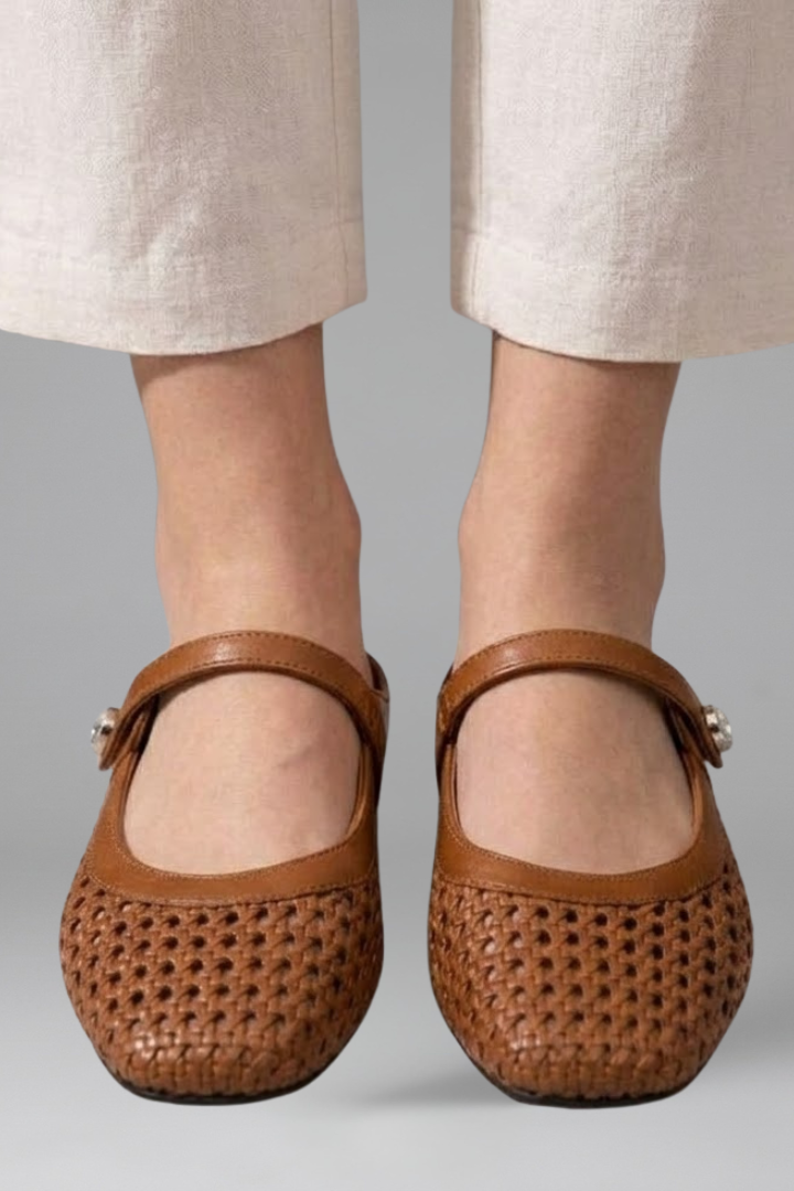 Nuria | Woven Instep Strap Flat Mules
