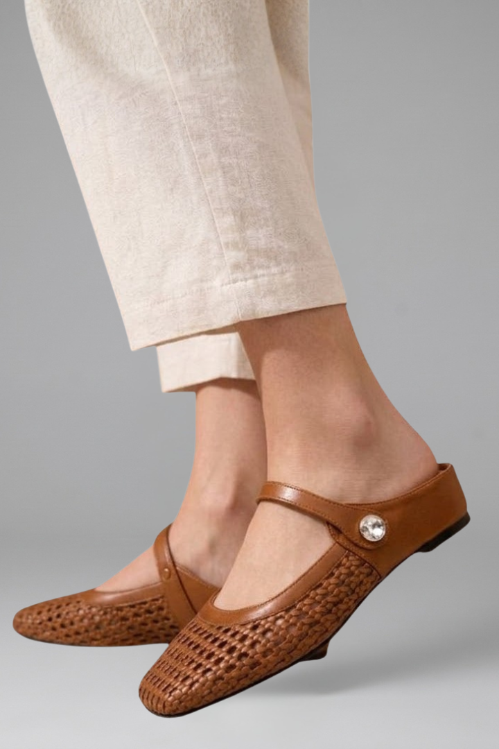 Nuria | Woven Instep Strap Flat Mules