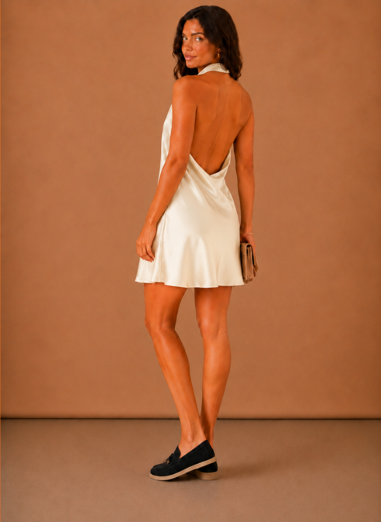 Orla | Draped Cowl Halter Mini Dress