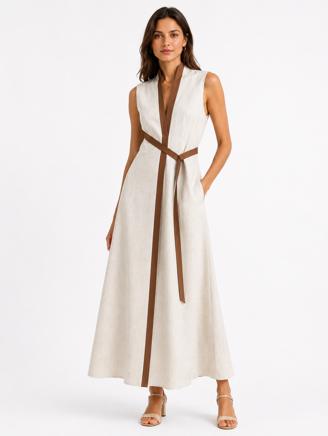 Belen | Sleeveless Stand Collar Midi Dress