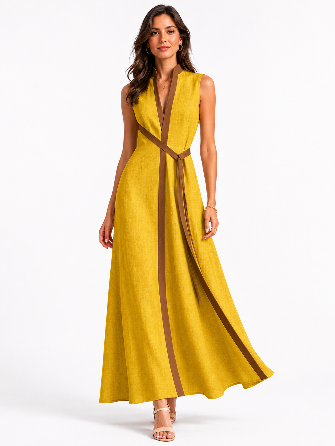 Belen | Sleeveless Stand Collar Midi Dress