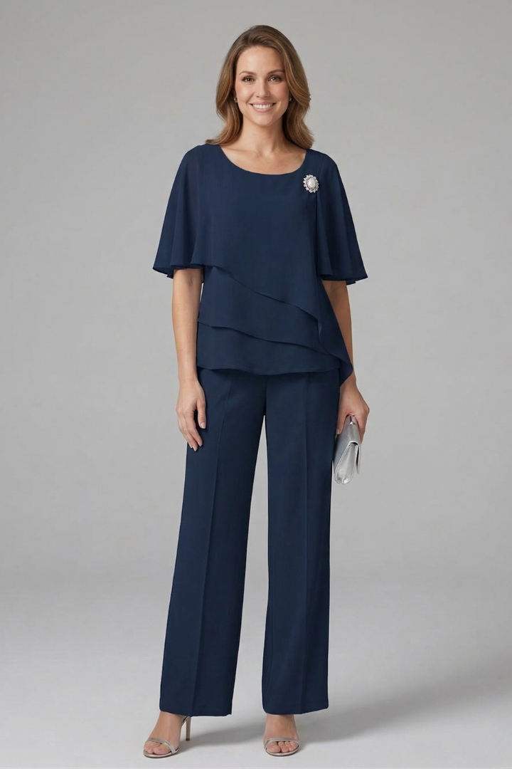 Ottilie | Layered Top & Straight-Leg Trousers Set