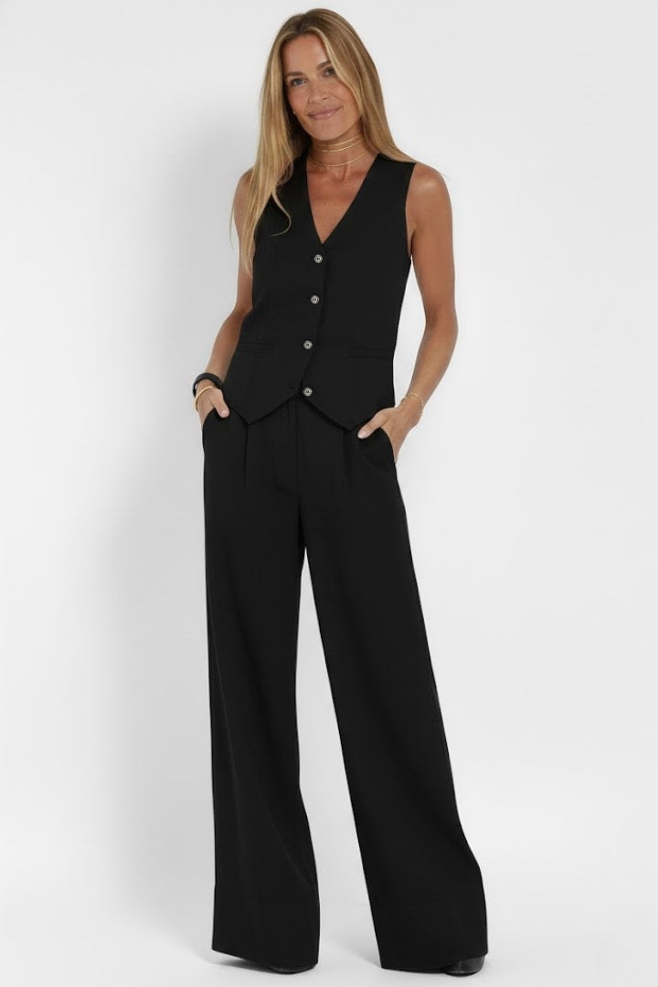 Edda | V-Neck Waistcoat & Wide-Leg Trouser Co-ord Set