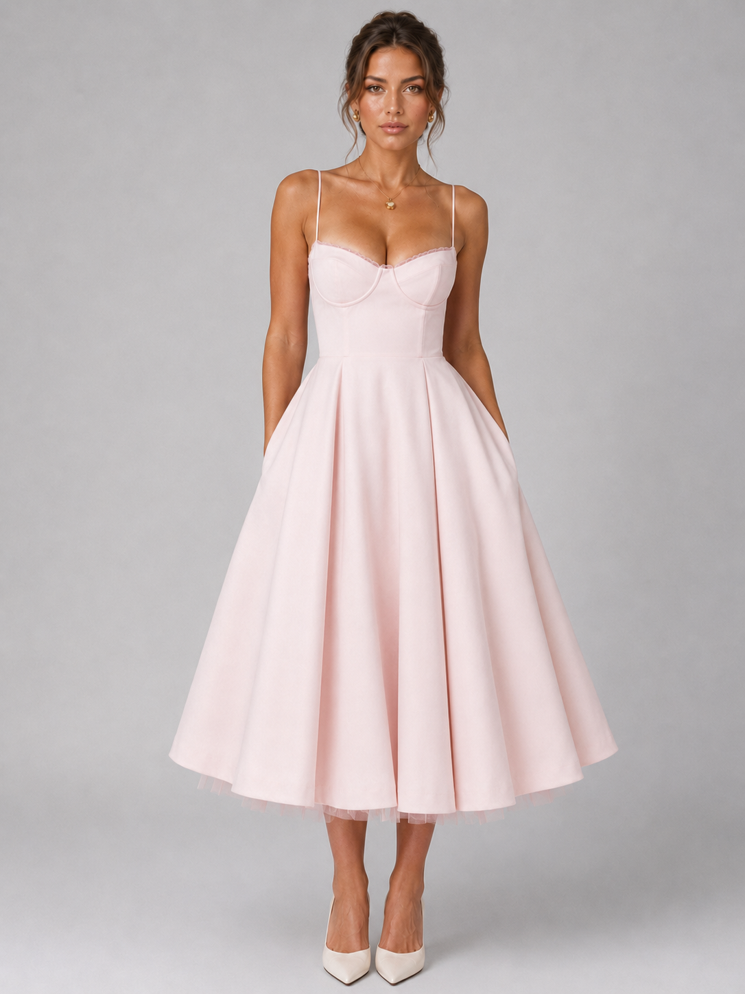 Women's Corset Sweetheart Occasion Midi Dress