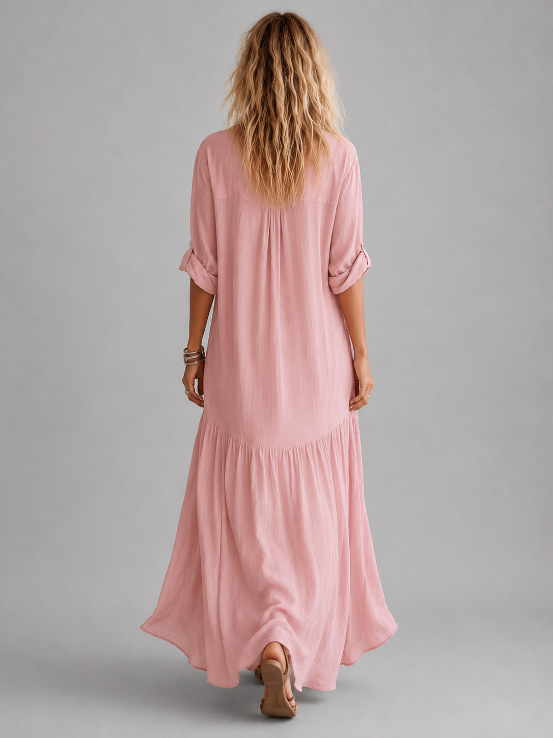 Beatrix | Relaxed Button-Front Linen Look Maxi Dress