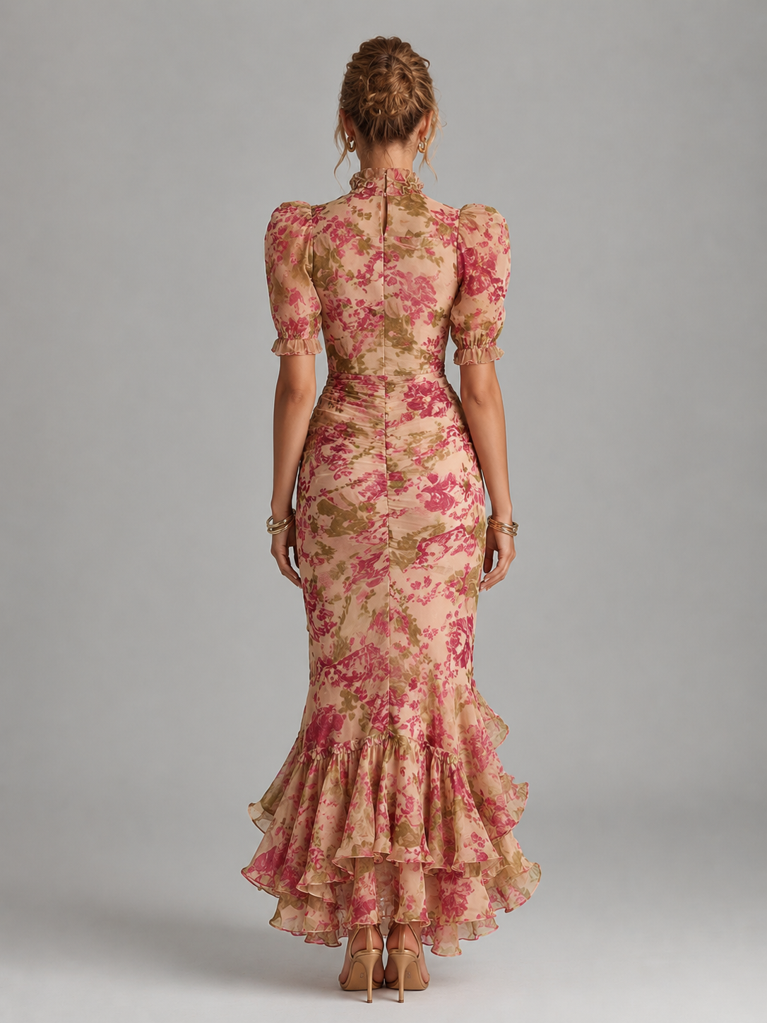 Reva | Puff Sleeve Fishtail Maxi Dress