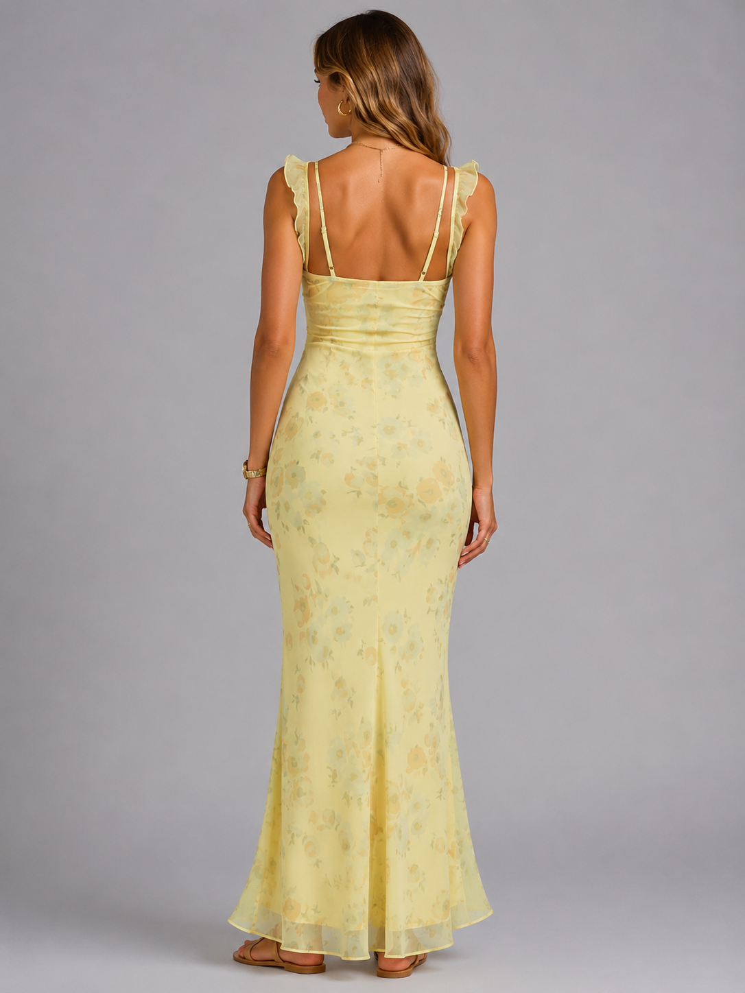 Edith | Ruffle Strap Floral Maxi Dress