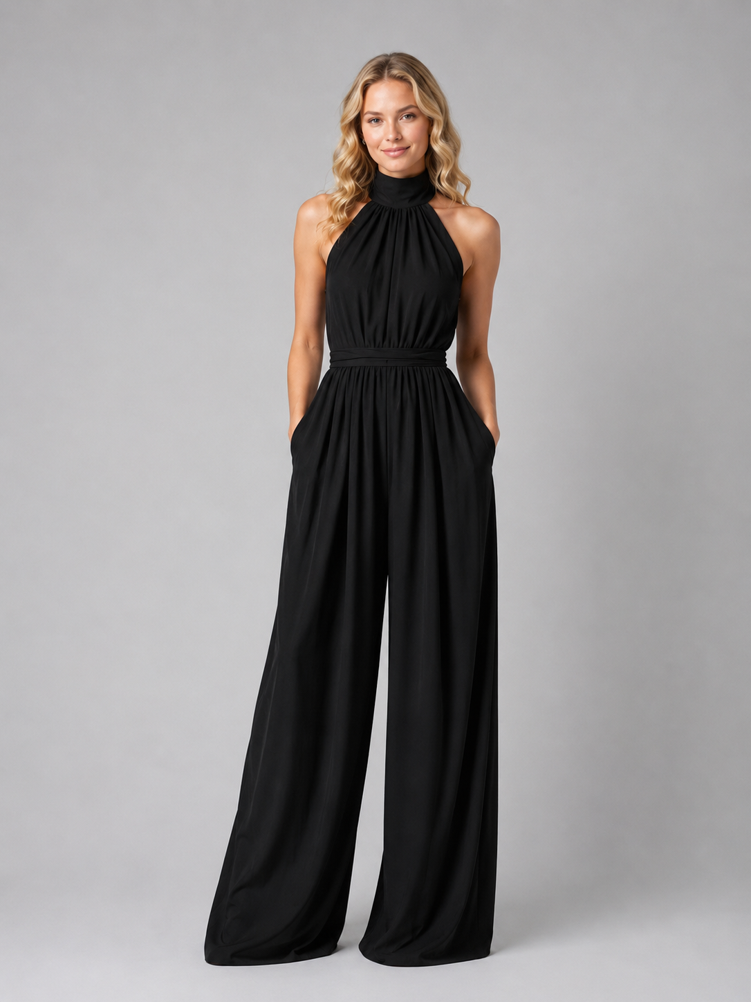 Tatum | Halter Neck Wide Leg Jumpsuit