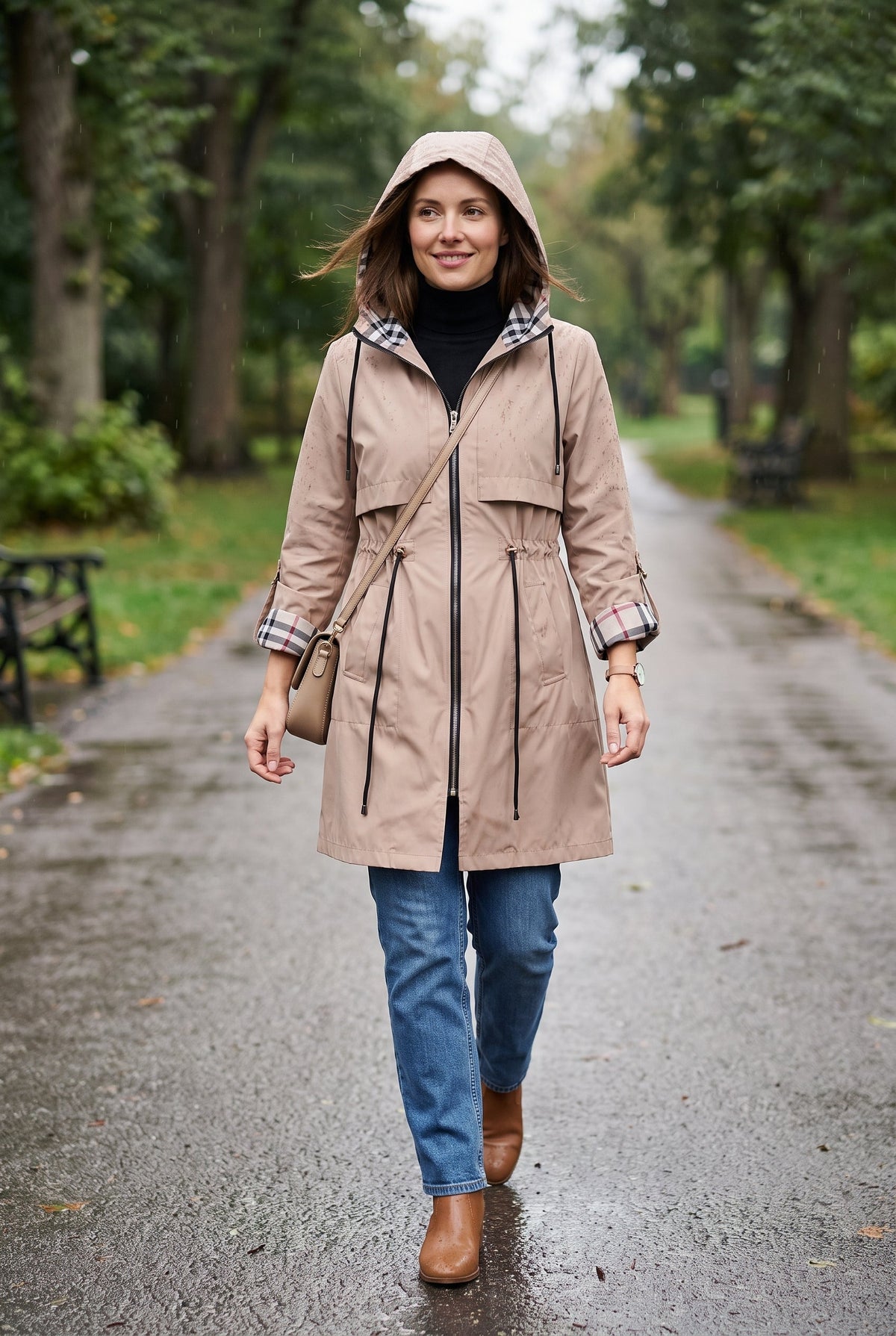 Marley | Longline Hooded Drawstring Trench Coat