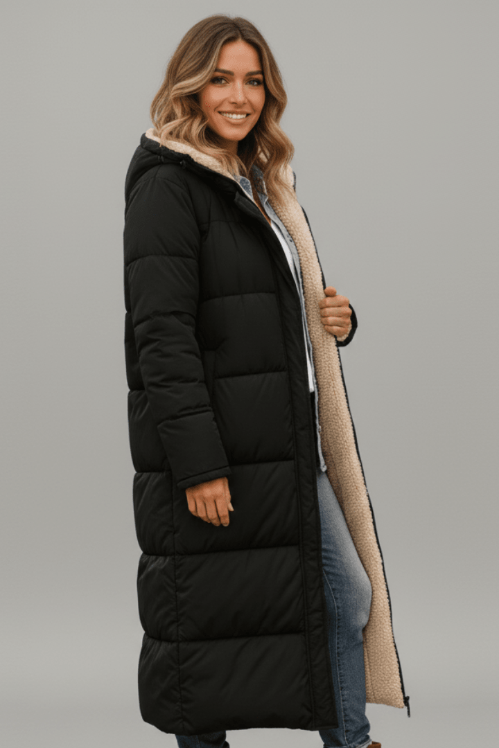 Mariana | Hooded Longline Quilted Puffer Coat