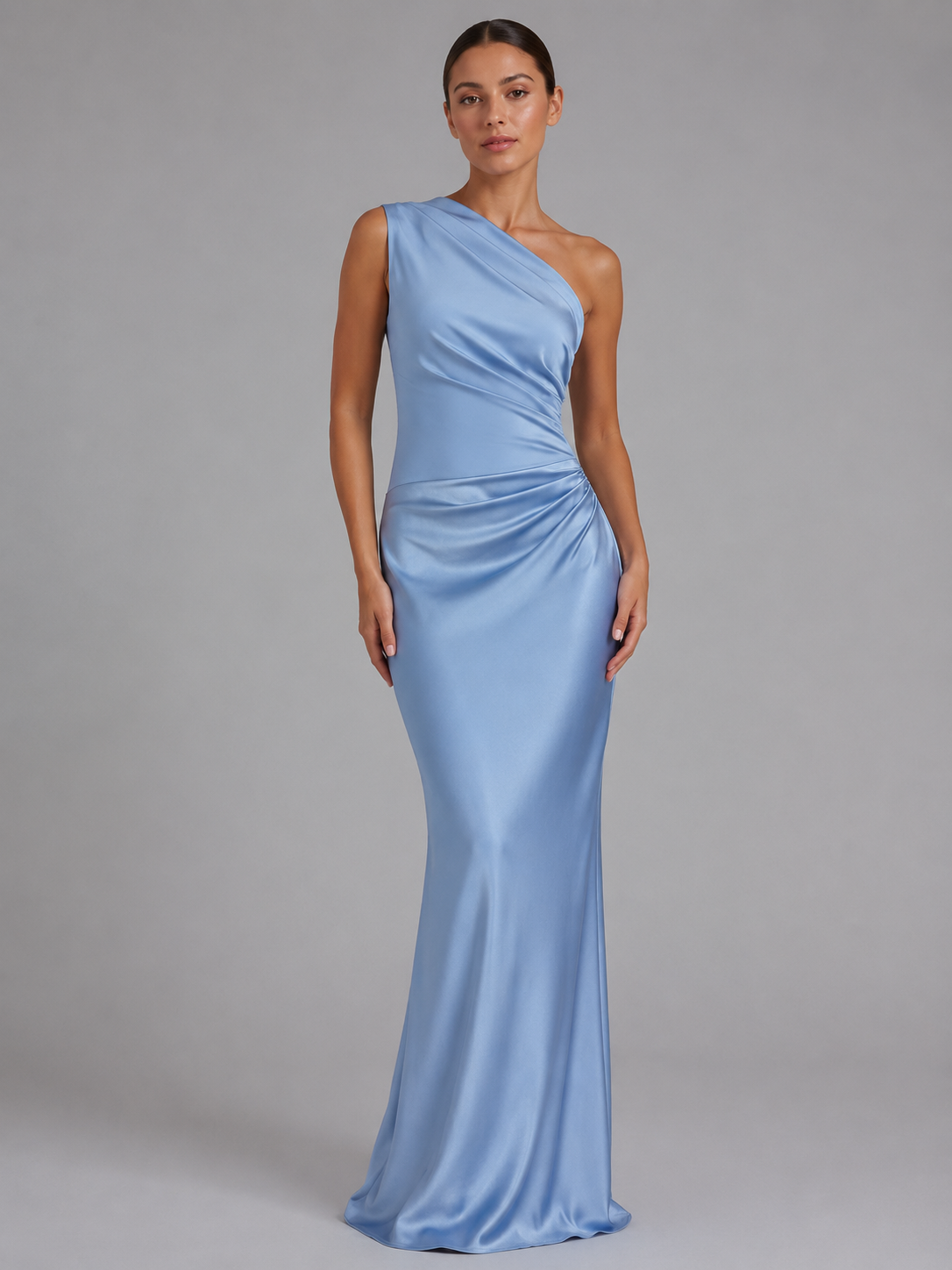 Isolde | One-Shoulder Satin Feel Maxi Dress