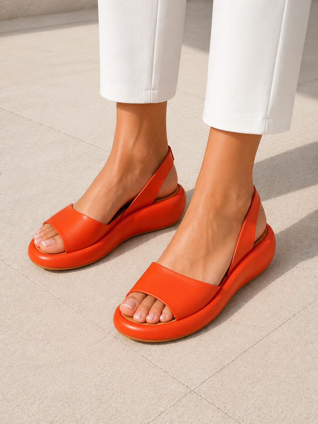 Coralie | Open Toe Low Wedge Slingback Sandals