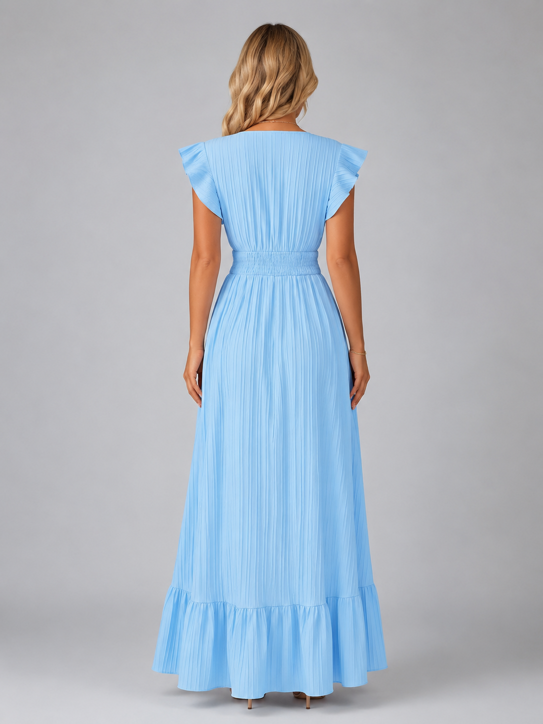 Florentine | Pleated Flutter Sleeve Maxi Dress