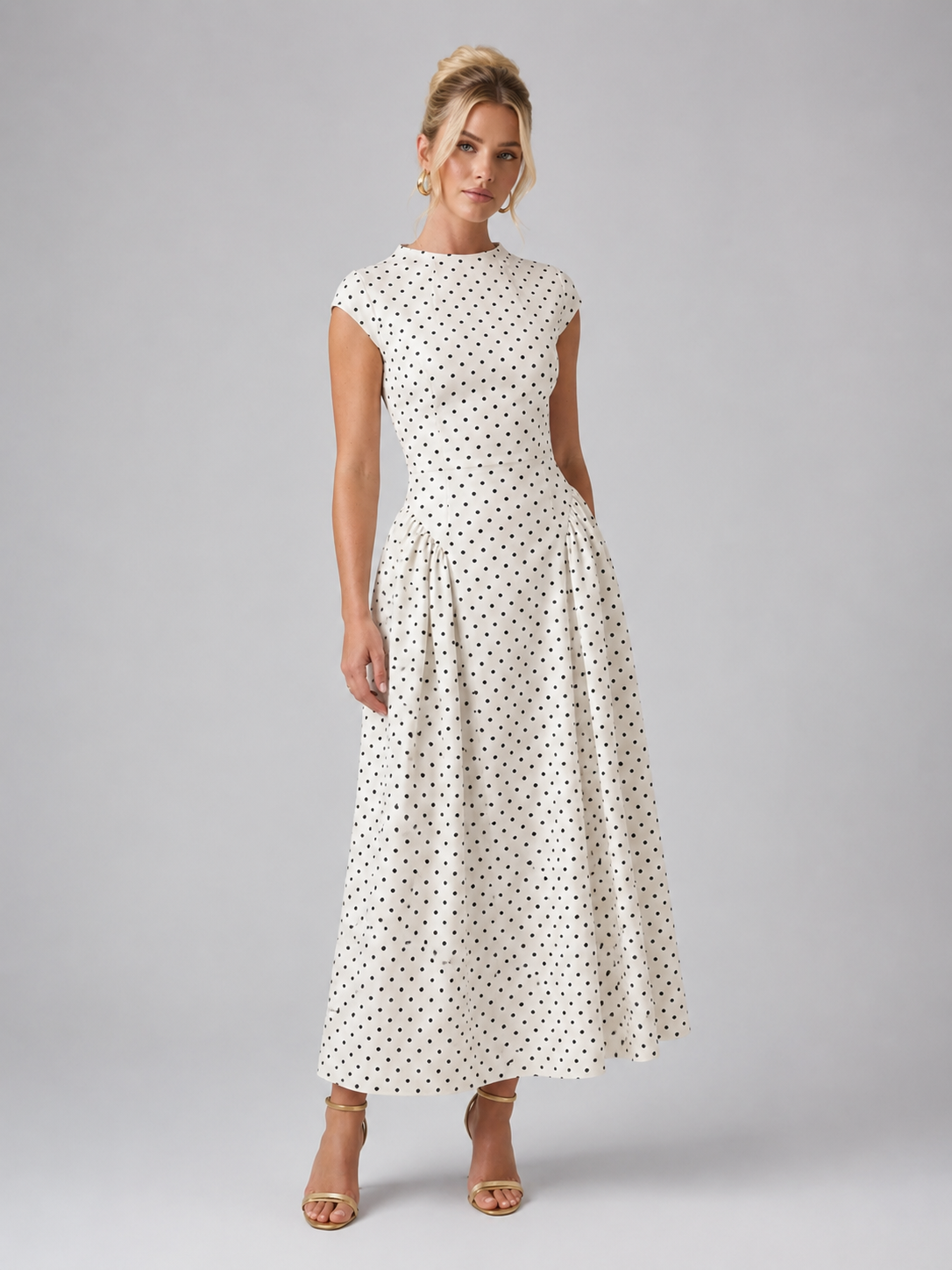 Clotilde | Polka Dot A-Line Maxi Dress