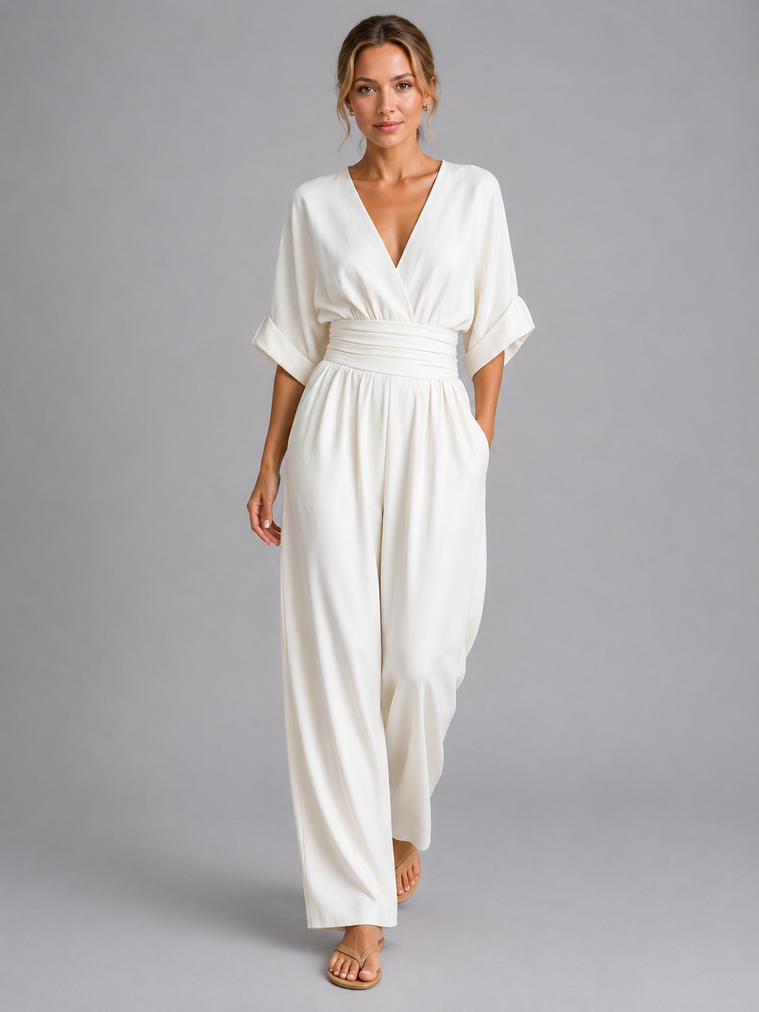 Reva | Cinched Waist Wide-Leg Jumpsuit