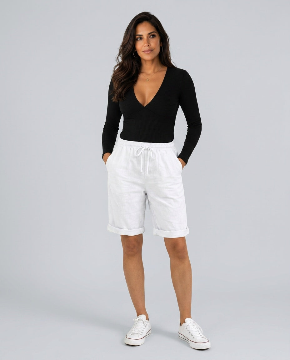 Alejandra | Relaxed Fit Linen-Blend Capri Trousers