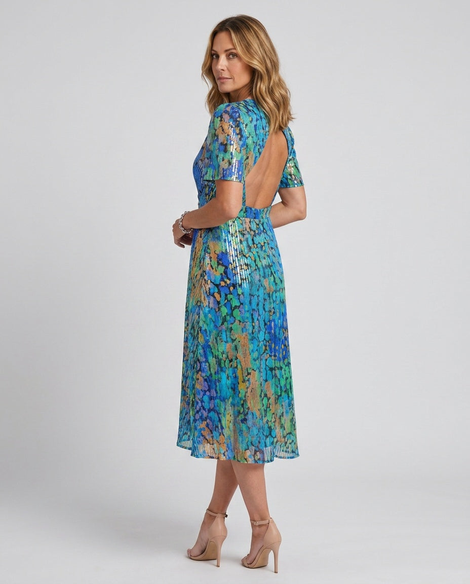 Hazel | Flutter Sleeve Gathered Waist Floral Midi Dress