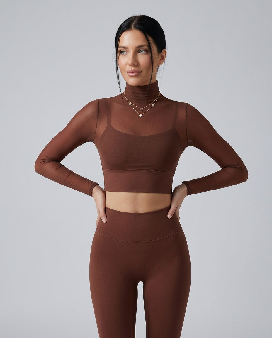 Vera | Long Sleeve Contour Seam Compression Crop Top