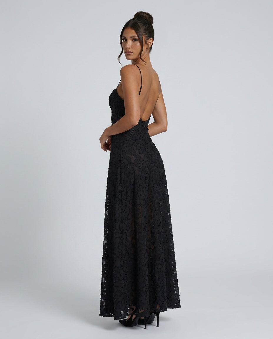 Quinn | Sweetheart Darted Satin-Look Maxi Dress