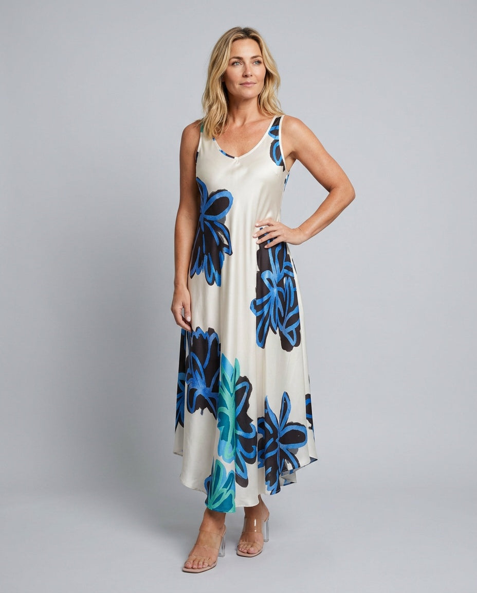 Nuria | Printed Spaghetti Strap Summer Maxi Dress