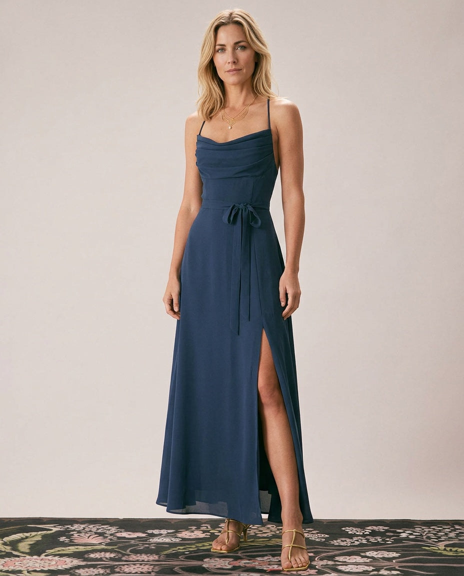 cutout back maxi dress Margot May be worn with Material:COTTON EP07851GY14 Adrianna Papell High Low