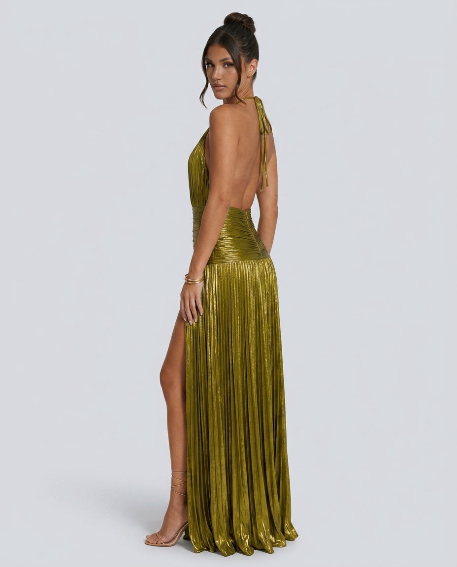 Kennedy | Halter Corset High Split Maxi Dress