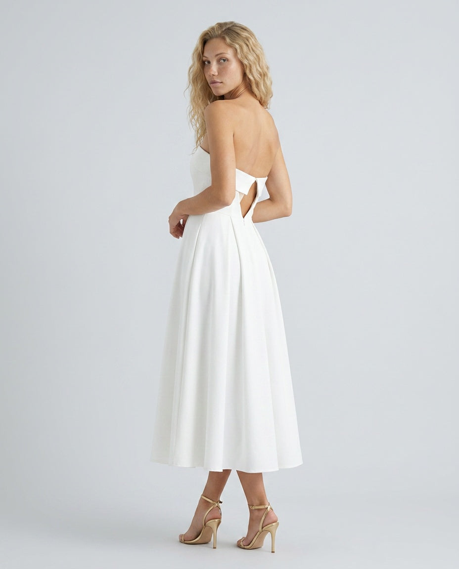 Stella | Strapless Structured Bodice Midi Dress