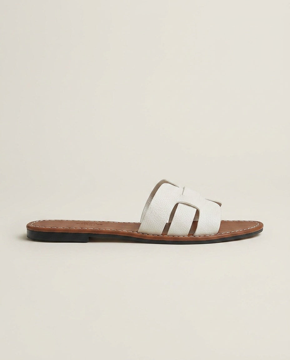 Esme | Cushioned Flat Leather Slide Sandals