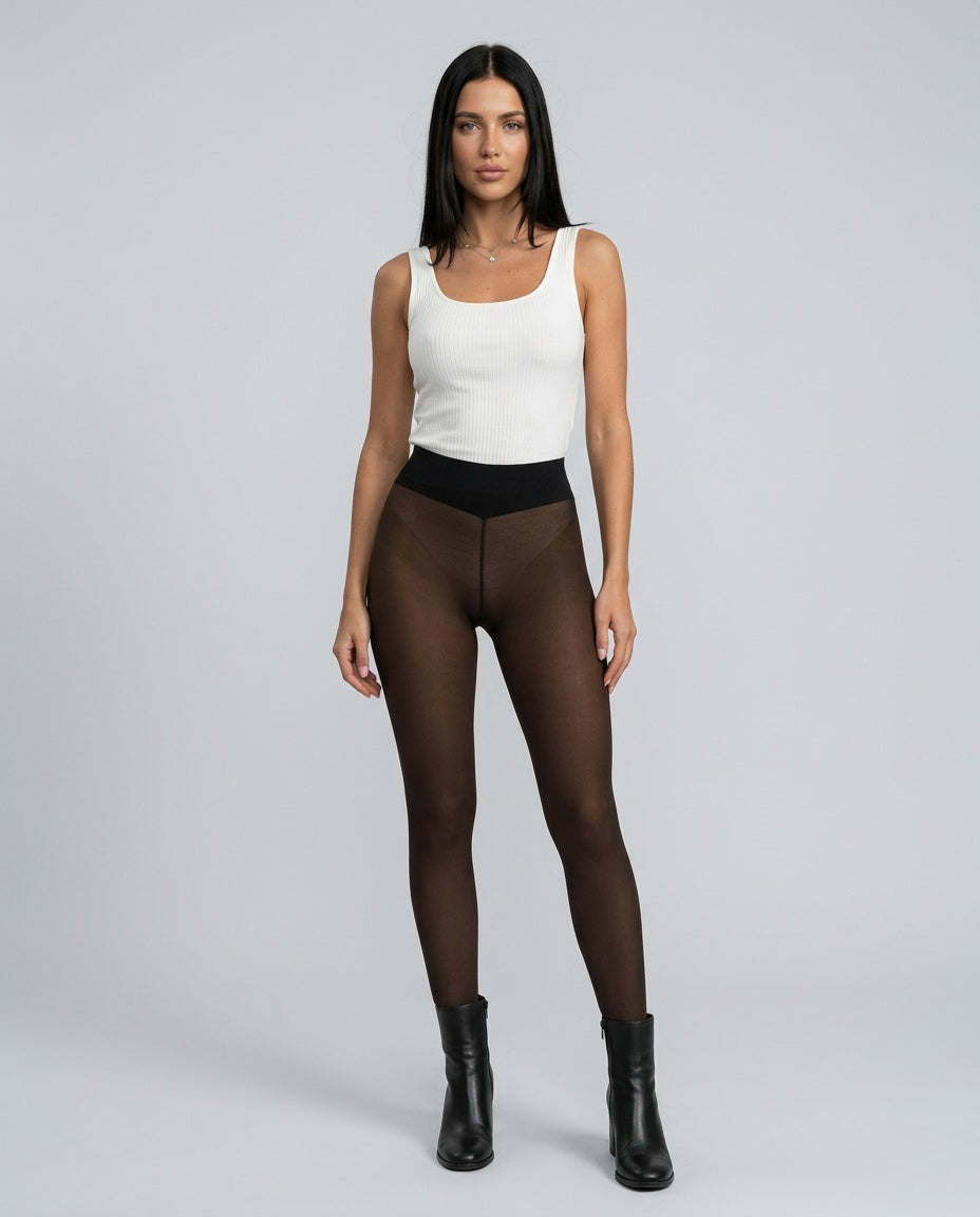 Marina | Fleece Lined Sheer Skin-Tone Thermal Tights