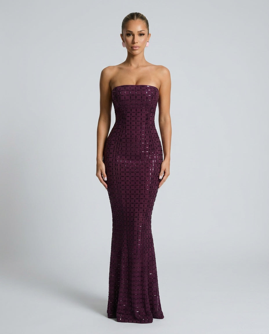 Bianca | Embellished Strapless Fishtail Maxi Dress