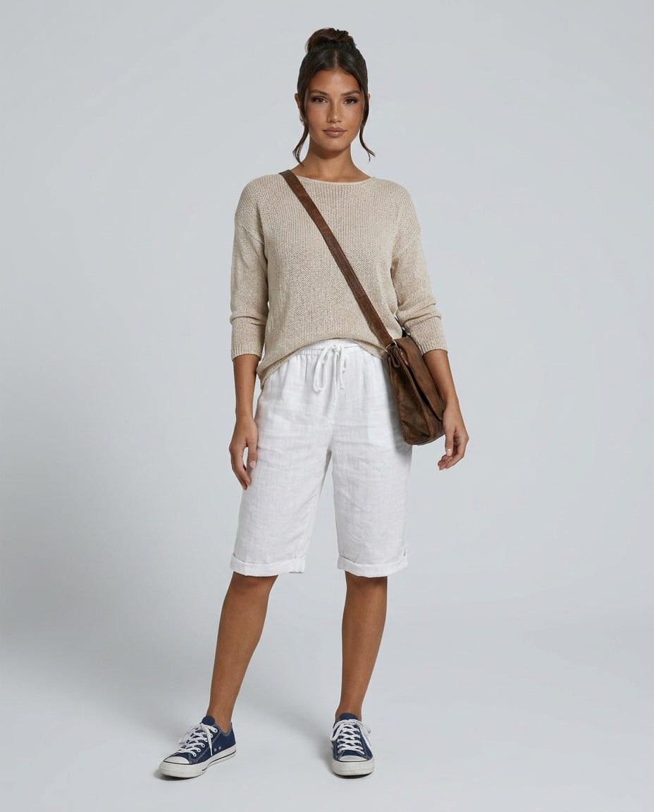 Lila | Knee-Length Drawstring Bermuda Shorts