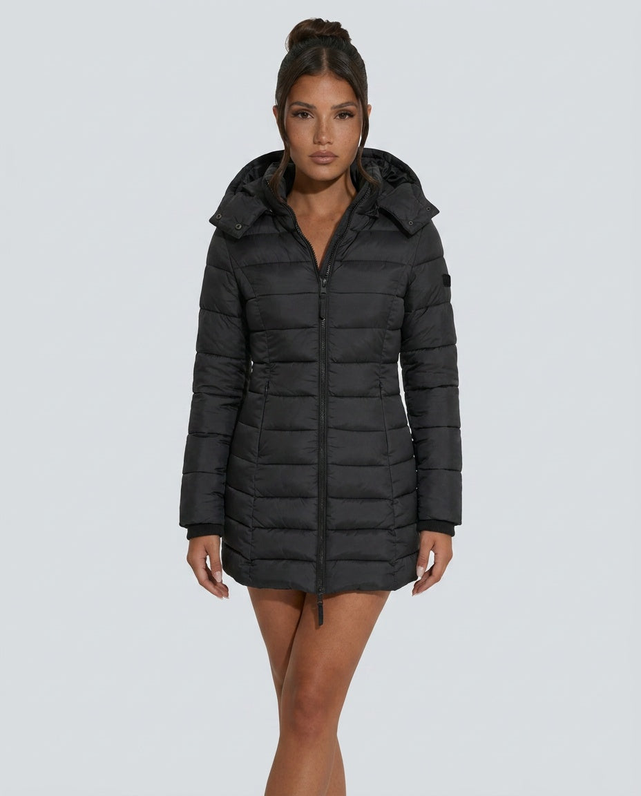 Freyja | Longline Quilted Hooded Puffer Coat