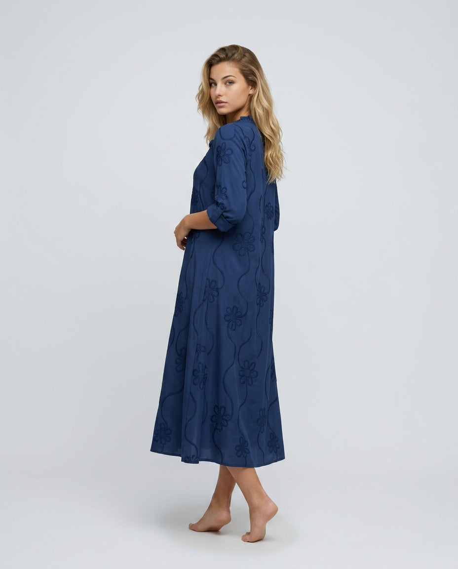 Una | Floral Waist-Defining Summer Midi Dress