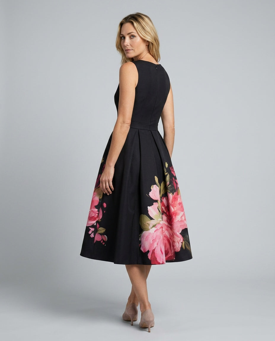 Marley | Floral Print Pleated Midi Dress