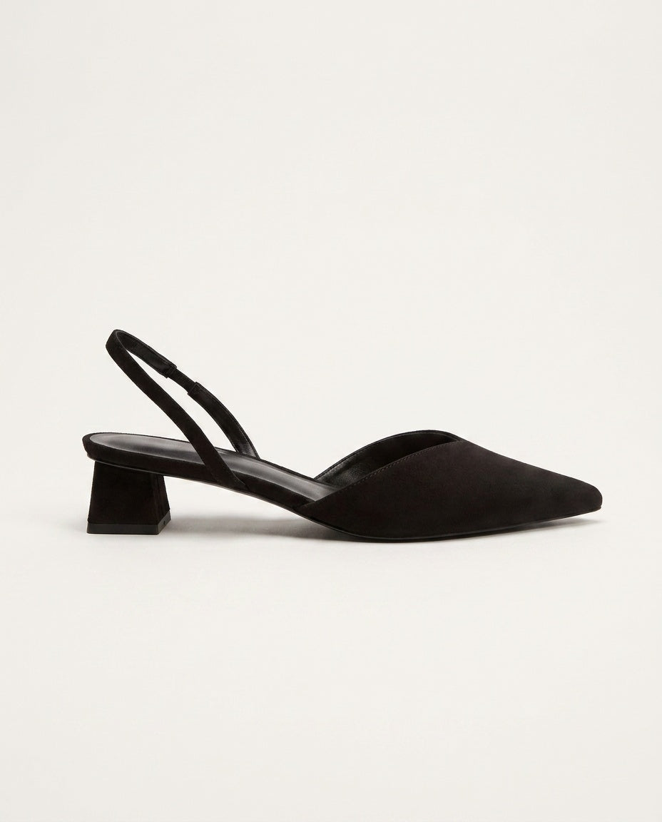 Gemma | Pointed Toe Slingback Block Heel Pumps
