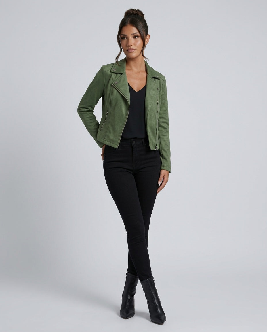Gemma | Slim Fit Asymmetric Zip Biker Jacket