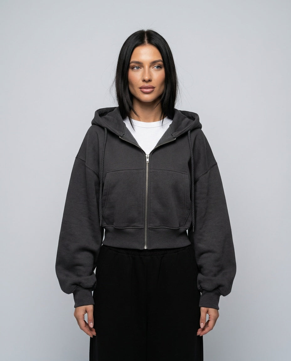 Wren | Cropped Zip-Up Hoodie