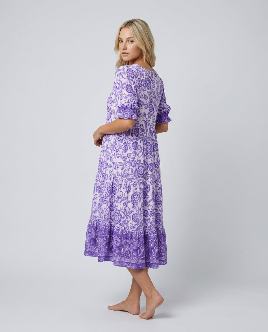 Kinsley | V-Neck Floral Print Midi Dress