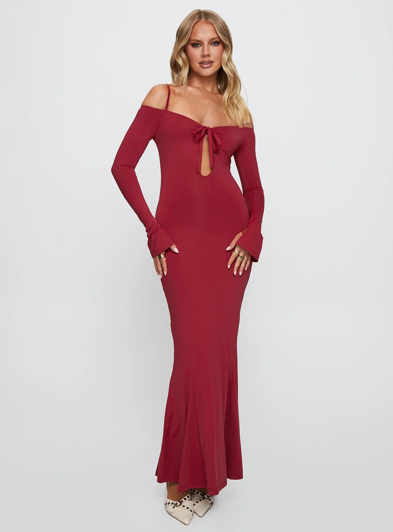 Celeste | Long Sleeve Cut-Out High Split Maxi Dress