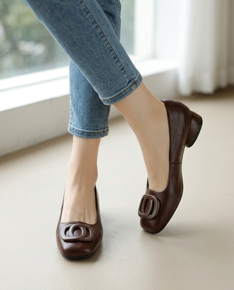 Edda | Square-Toe Leather Ballet Flats