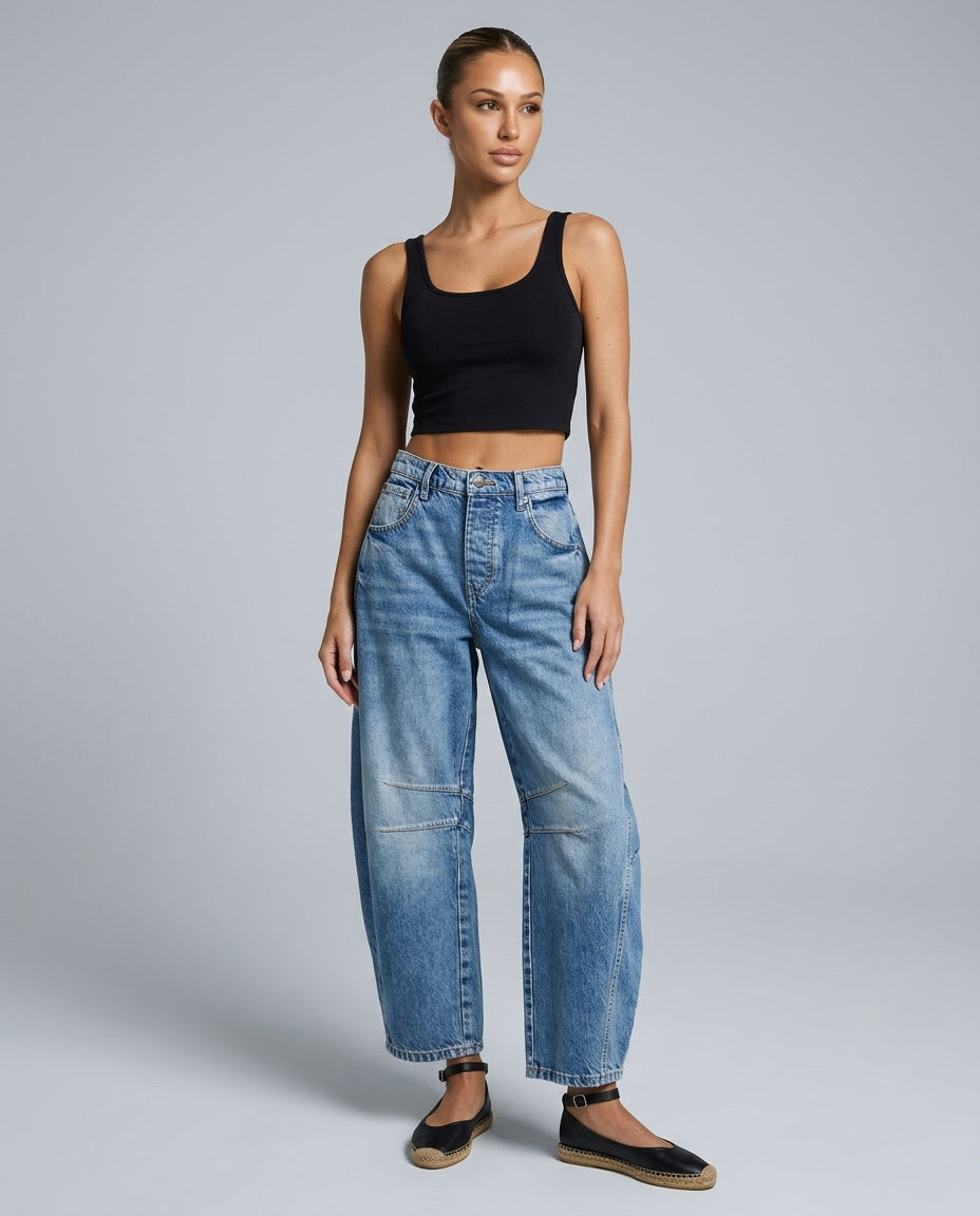 Elisa | High Waist Barrel Leg Jeans