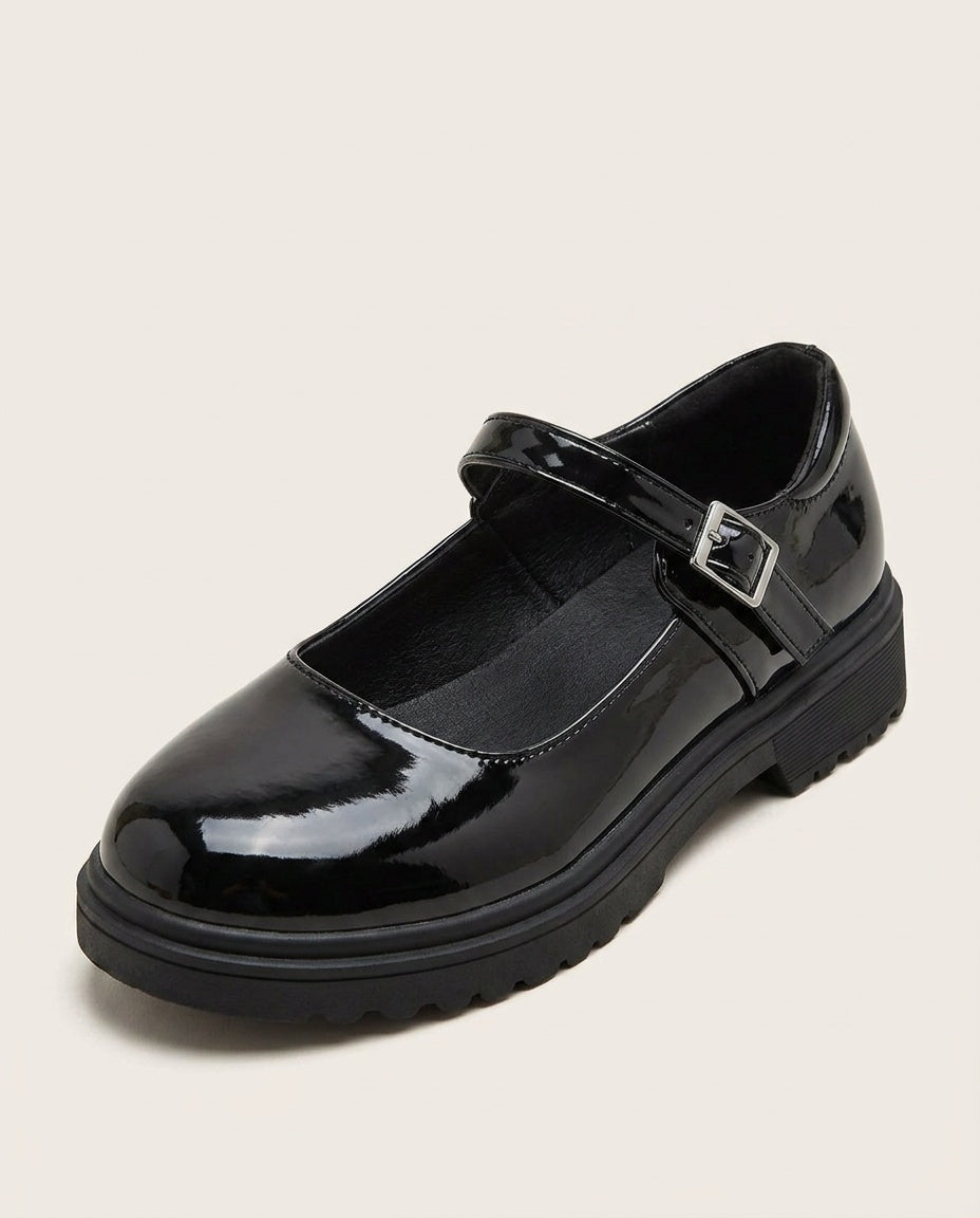 Una | Glossy Leather-Look Mary Jane Loafers