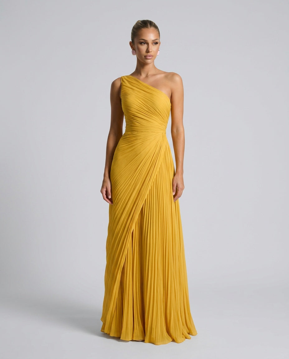 Aubrey | One-Shoulder Pleated Maxi Dress