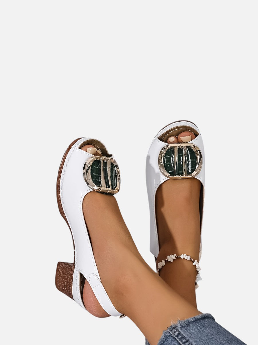 Stella | Glossy Strap Cushioned Heels