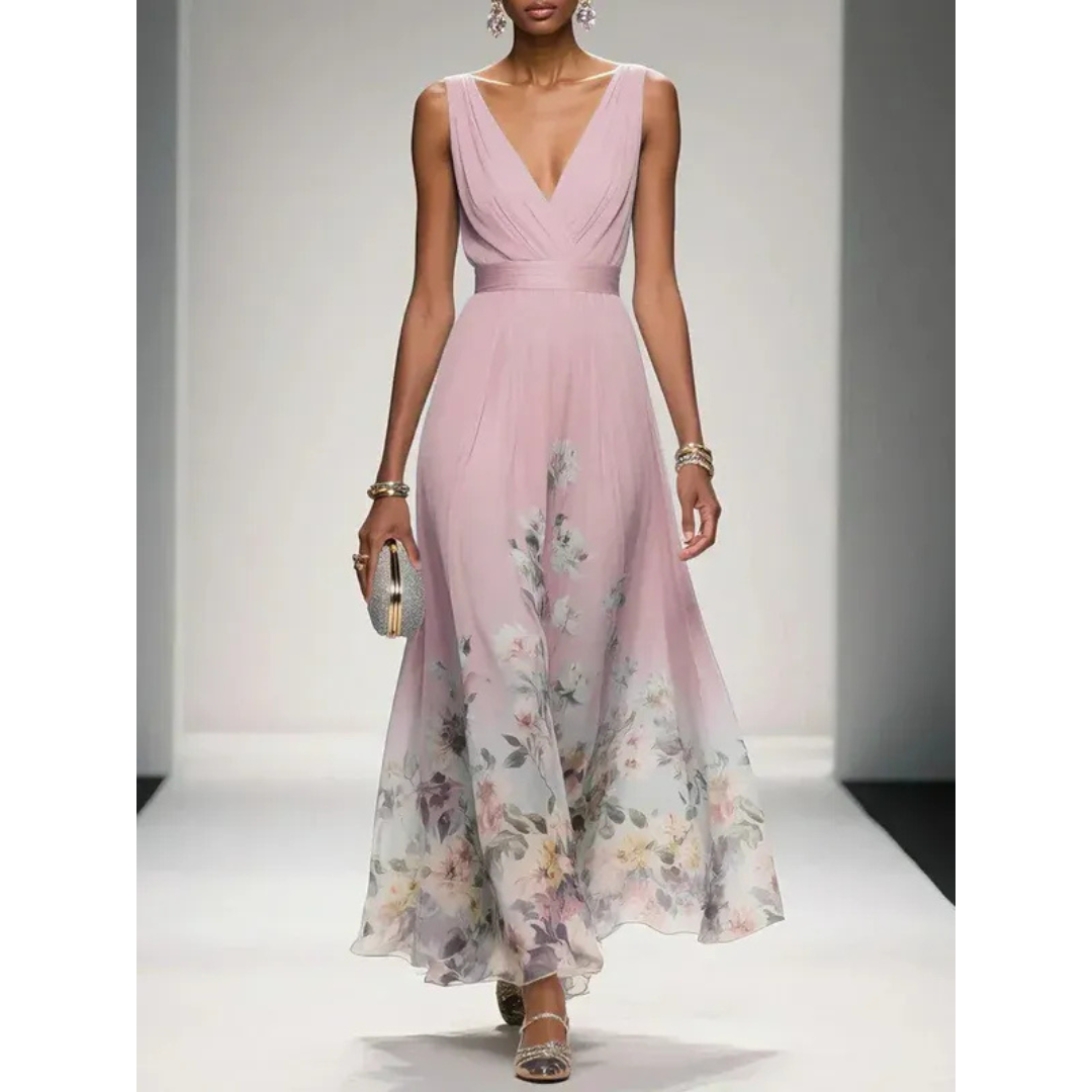 Vivienne | Floral Print Flowing Maxi Dress