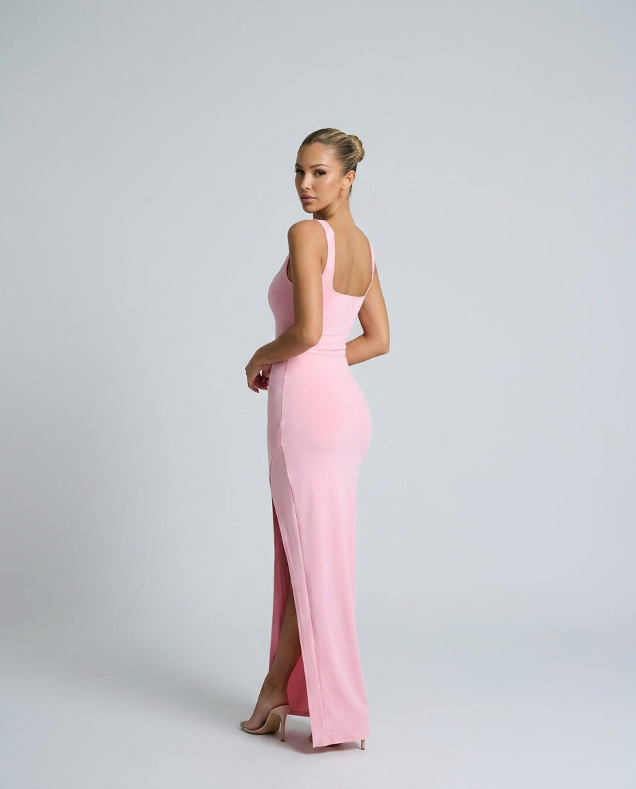 Celeste | Sleeveless Ruched Square Neck Maxi Dress
