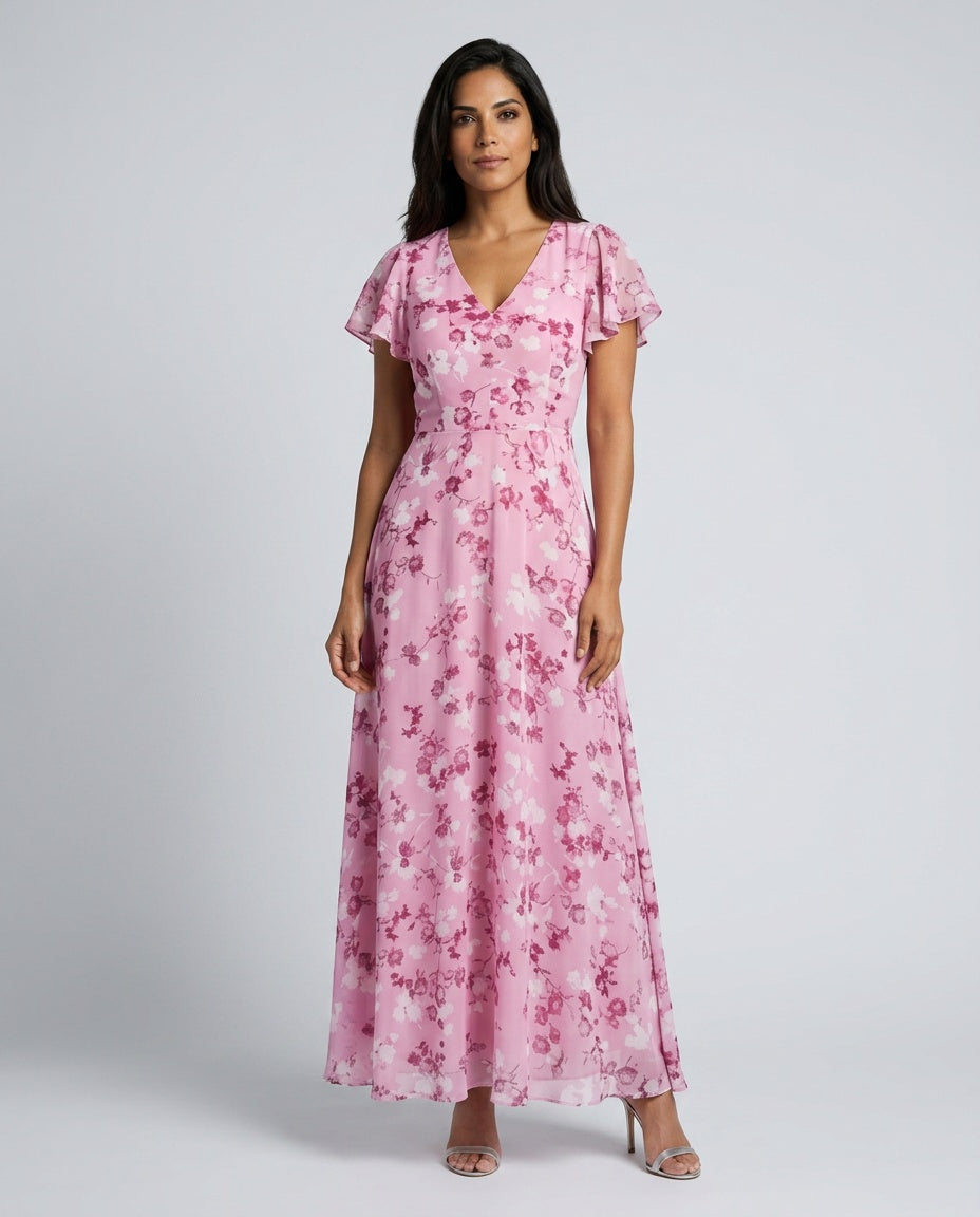 Ruby | Floral Print Chiffon-Look Maxi Dress