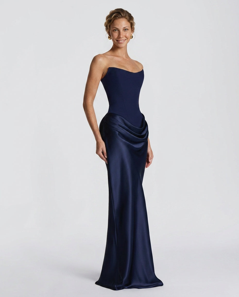 Women's Lace-Up Corset Wedding Guest Maxi Dress